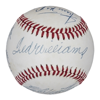 500 Home Run Club Multi Signed ONL Giamatti Baseball With 10 Signatures Incl Mantle (Beckett)